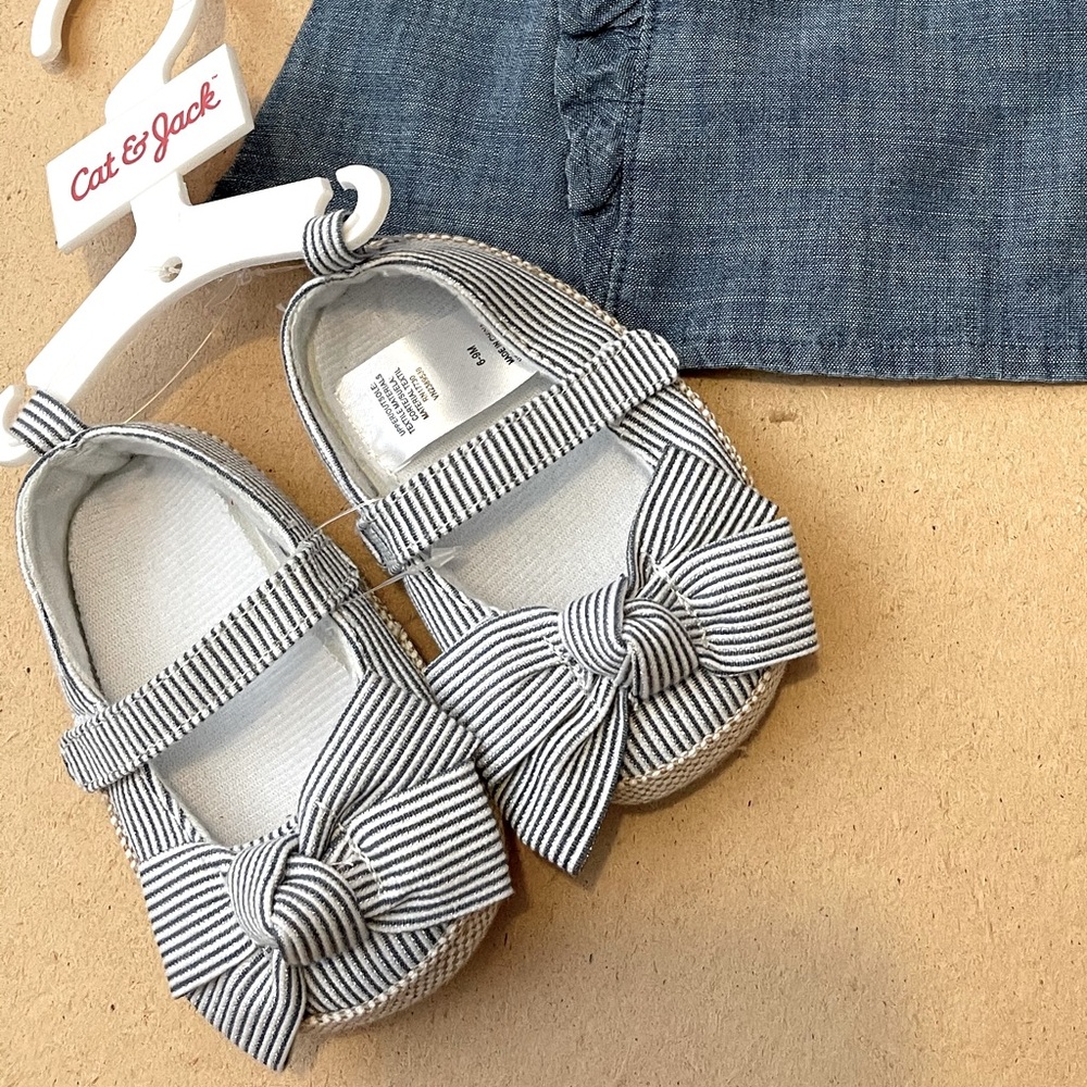 Cat and Jack Mary Jane white/blue Shoes 6-9mth